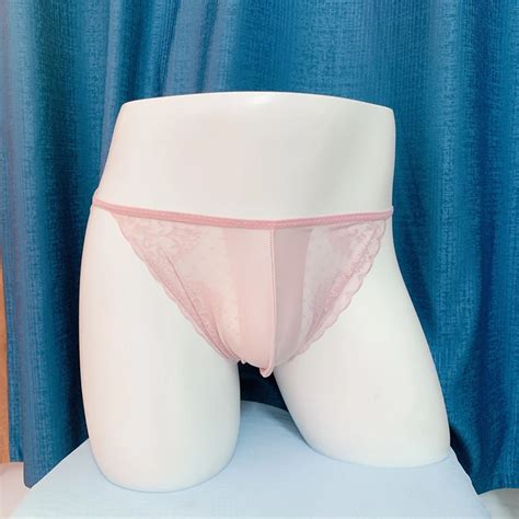 Calzoncillos De Encaje Para Hombre Ropa Interior Sexy Gay Tanga De Malla Transparente Con Bolsa