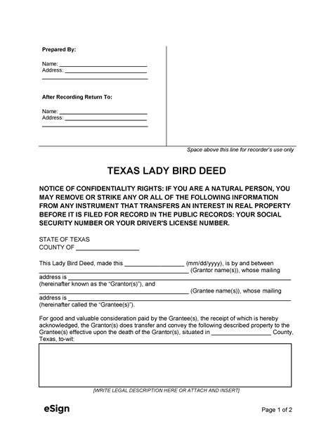 Free Printable Lady Bird Deed Form Printable Form 2022