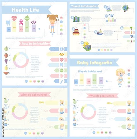 Набор из 4 различных Инфографика - здоровой жизни фотография Stock ...