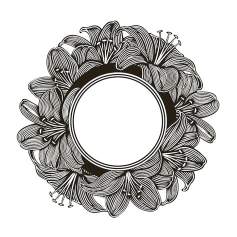 Premium Vector Lilly Flower Frame Line Art Vector Illustration