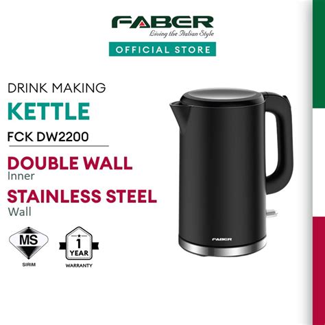 L Double Wall Stainless Steel Electric Jug Kettle Fck Dw Faber