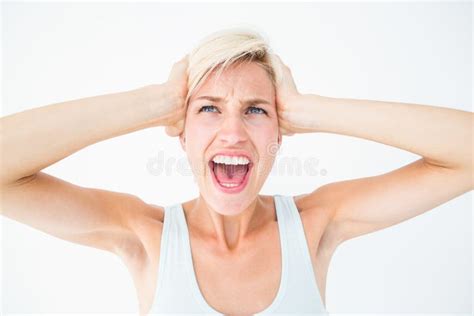 Angry Blonde Screaming Holding Her Head Stock Photos Free Royalty Free Stock Photos From