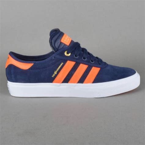 Adidas Skateboarding Adidas x The Hundreds Adi-Ease Skate Shoes - Collegiate Navy/Orange/White ...