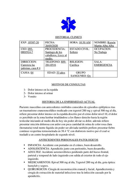 Historial Clinico Historial Clinico Exp Fecha Hora