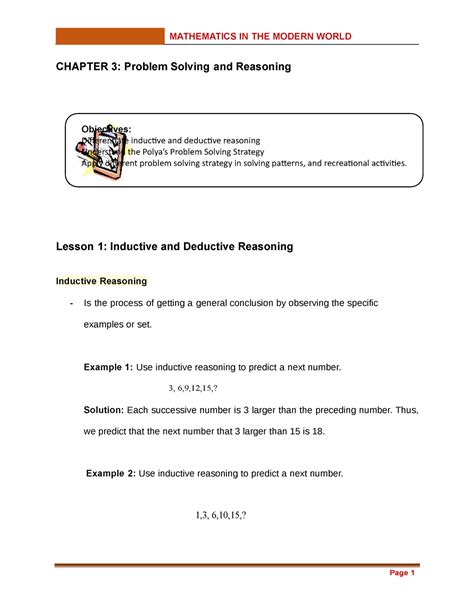 Chapter Problem Solving And Reasoning Module Mathematics In The