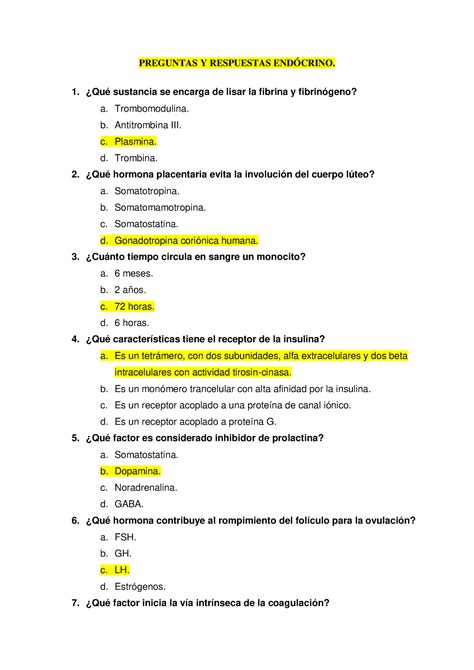 GUÍA Fisio Endócrino PREGUNTAS Y RESPUESTAS ENDÓCRINO Qué sustancia