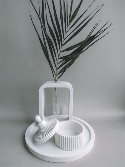 Ваза с колбой, ваза, поднос, эстетика, визуал, шкатулка, гипс, декор ...