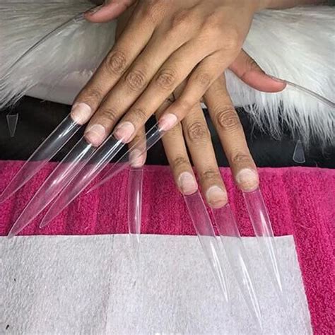 10pcs Bag Extra Long Sharp Stiletto Fake Nail Tips Full Cover Natural