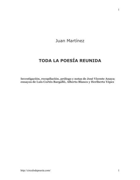 Juan Martínez Toda La PoesÍa Reunida Círculo De Poesía