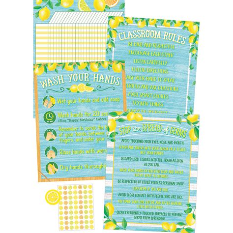 Teacher Created Resources Lemon Zest Classroom Essentials Chart Pack