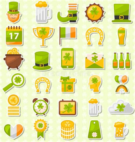 Iconos Planos Modernos Para El D A De St Patrick Elementos Del Dise O