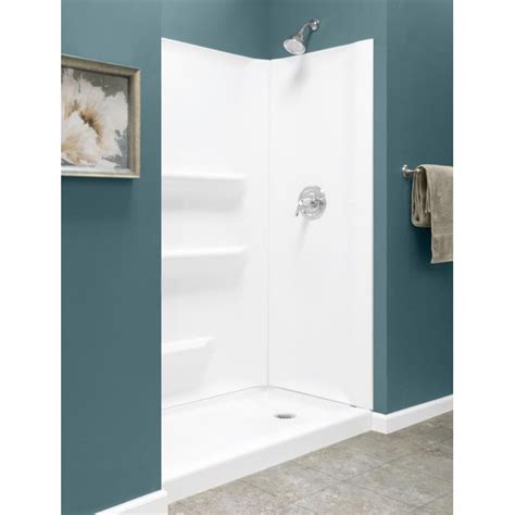 Style Selections Style Selections 54x27 White 2 Piece Alcove Shower Kit Common 54 In X 30 In