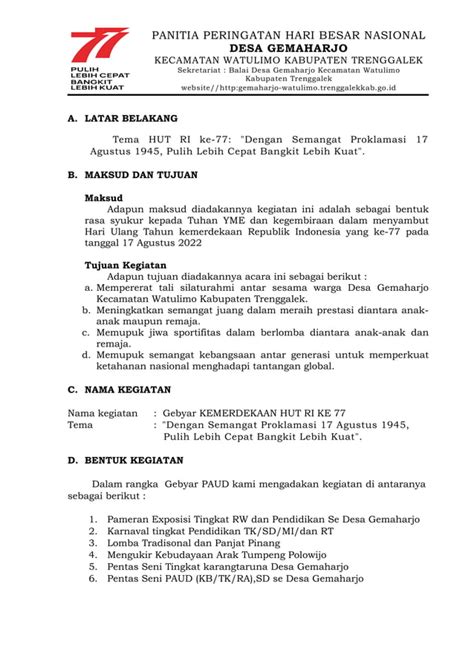 Contoh Proposal Hut Ri 77 Terbaru Untuk Lingkungan Pdf