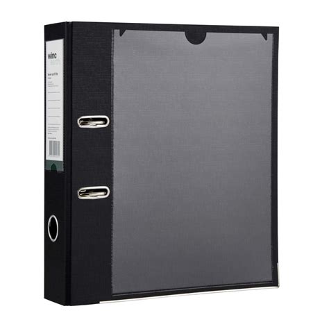 Winc Earth A4 Lever Arch File Black With Clear Cover And Spine Insert