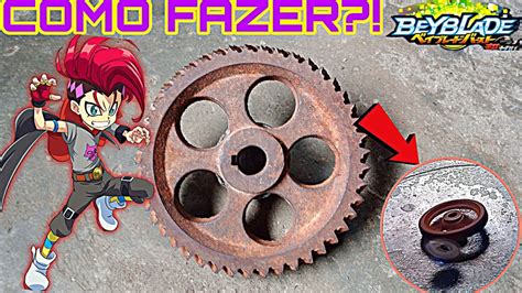 INCRÍVEL veja COMO FAZER BEYBLADE CASEIRA DA MAIOR ENGRENAGEM DO