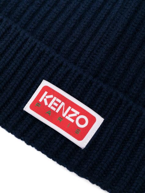 Kenzo Logo Patch Ribbed Knit Beanie Farfetch