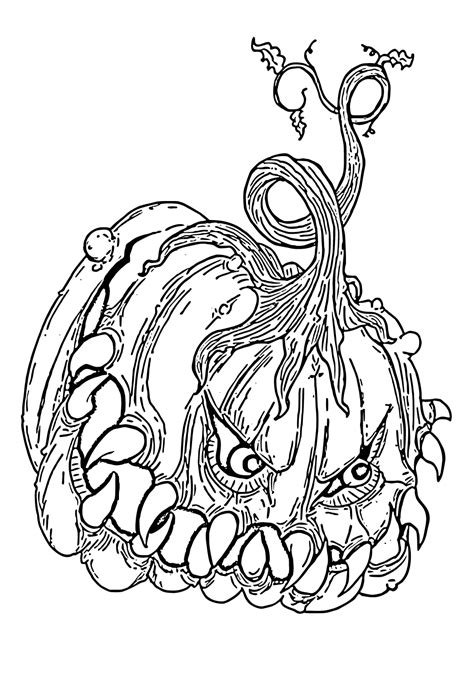 Free Printable Scary Pumpkin Coloring Page Sheet And Picture For