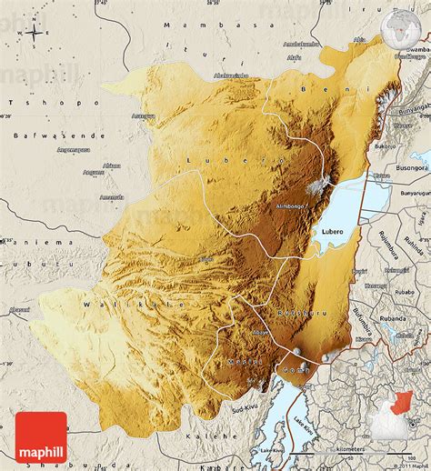 Physical Map Of Nord Kivu Shaded Relief Outside