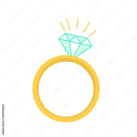 Vector ring with shining diamond. Gold wedding ring. Lovers' engagement ...