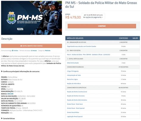 RATEIO PM MS SOLDADO PÓS EDITAL ALFACON 2022