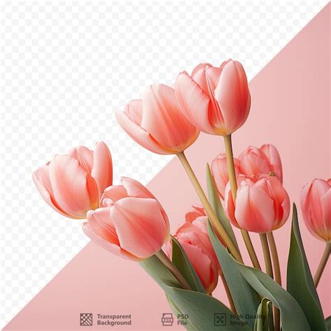 Un Ramo De Tulipanes Rosas Con Fondo Blanco Archivo Psd Premium