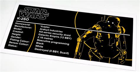 Lego Star Wars UCS MOC Sticker For K 2SO SB00401 U C Stickers