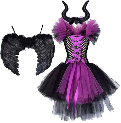 IWEMEK Malefica Costume Bambina Regina Strega Cattiva Maleficent