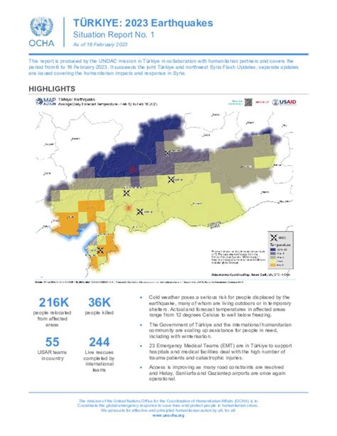 Document T Rkiye Ocha Earthquakes Situation Report No As