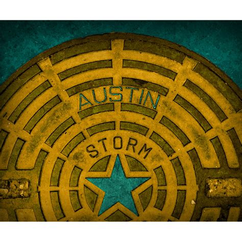 Latitude Run Austin Manhole Cover Austin Texas Canvas Photograph