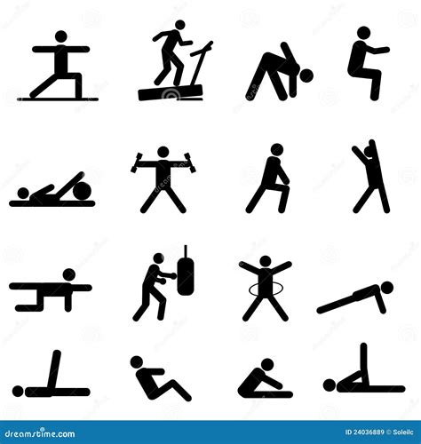 Fitness And Exercise Icons Stock Vector Image Of Black 24036889