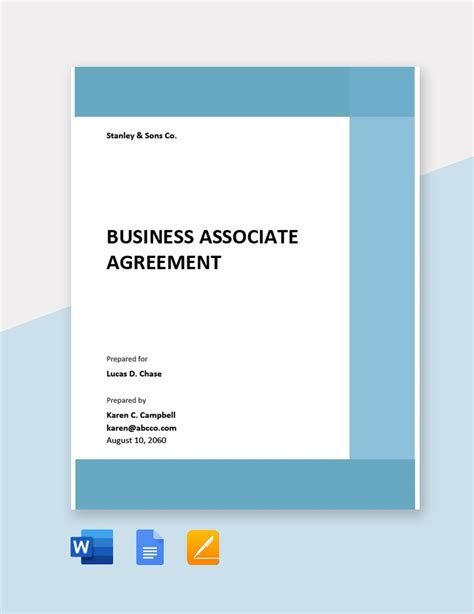 Basic Business Associate Agreement Template In Word PDF Google Docs