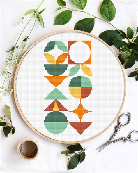 Abstract Cross Stitch Pattern Midcentury Modern Cross Stitch Etsy