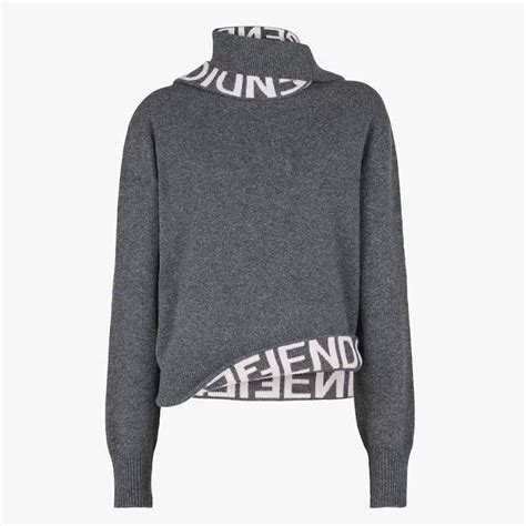 Fendi Women Sweater Gray Cashmere And Wool Pullover