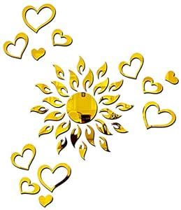 Buy Bikri Kendra Art BK94 Sun Golden With Love Heart Golden 3 Set