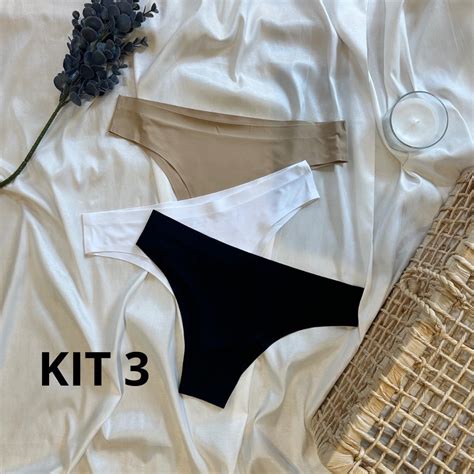 KIT Calcinha Sem Costura Não Marca Corte a Laser Tanga Sem Custura Lingerie Shopee Brasil