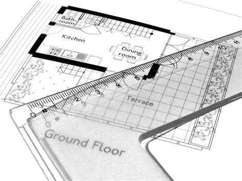 Premium Photo | Technical drawing and ruler