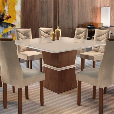 Mesa de Jantar Tampo Vidro Slim Plus Germany Espresso Móveis em MDF Marrom