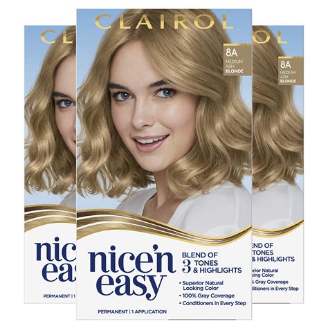 Clairol Nice N Easy 8A Medium Ash Blonde Hair Dye Pack Of 3 6 26 Fl Oz Buy Now With Express
