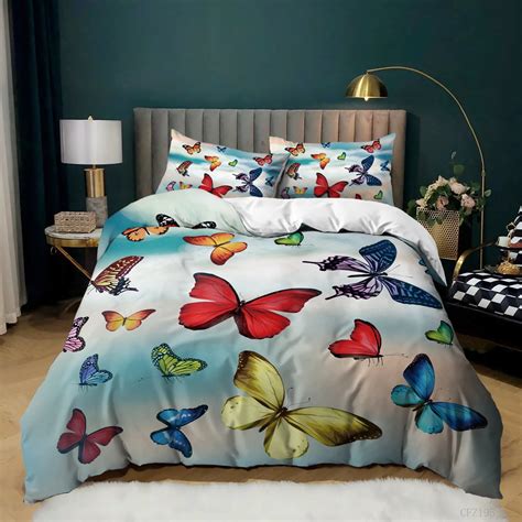 Butterflies Duvet Cover Set Twin Full Queen King Size Luxury Soft