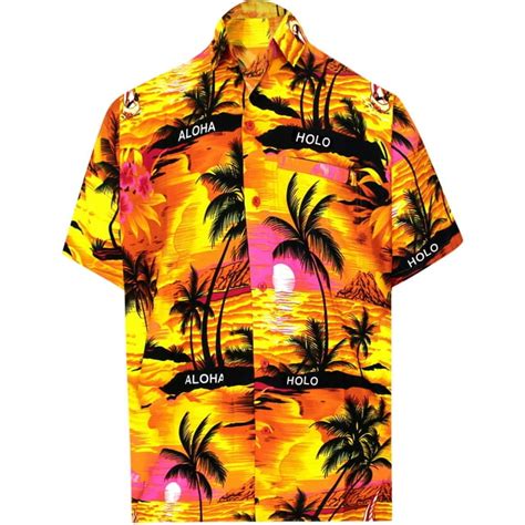 Happy Bay Mens Holiday Tropical Party Aloha Shirts Short Sleeve Button