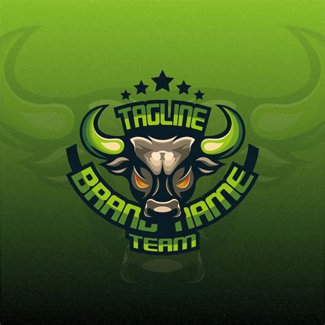 Premium Vector | Green bull mascot esport logo