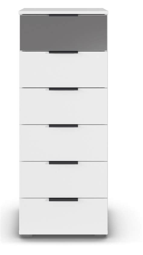 Rauch Skyla Alpine White 5 Hinged Door Wardrobe With Grey Mirror Front