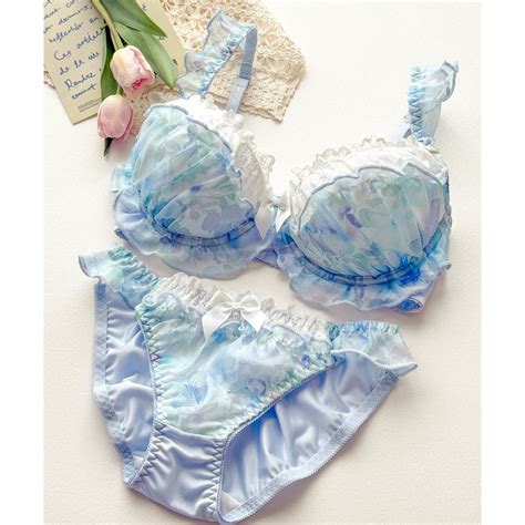 フランデランジェリー fran de lingerie 新作続々 ペアブラジャー ペアブラジャーワイヤー有り ブラジャーショーツセット返品不可商品 ブルー ファッション