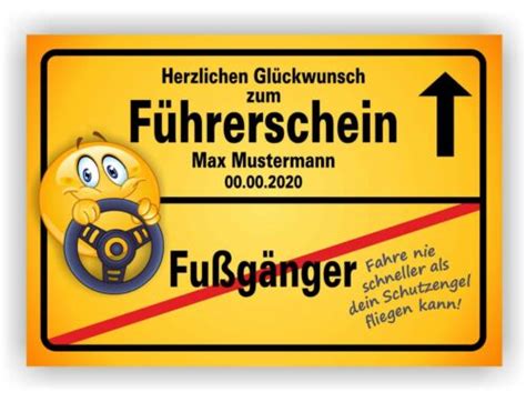 Ortsschild Führerschein Bestanden Führerscheinprüfung Geschenk