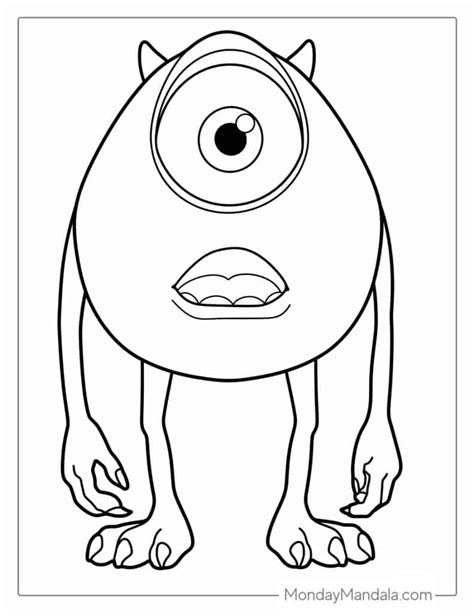 Mike Wazowski Coloring Pages Free Monsters Coloring Pages Printables