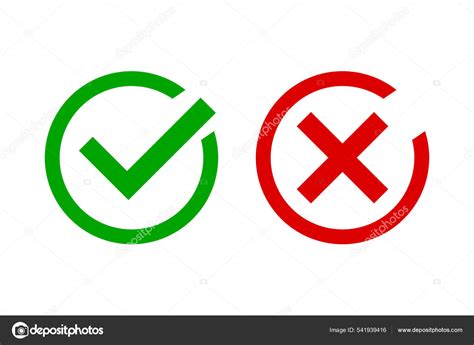 Set Check Mark Cross Mark Icons Right Wrong Vectors Stock Vector By