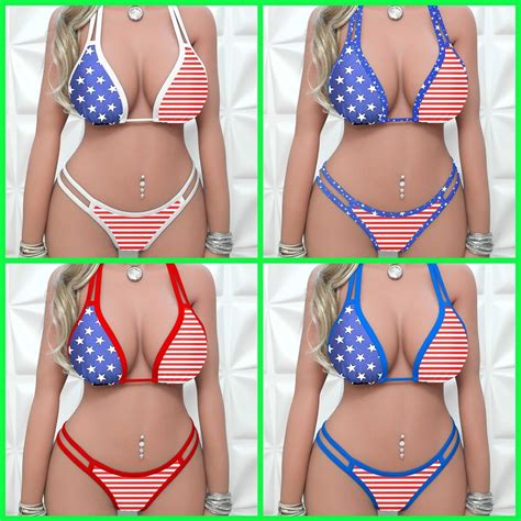 American Flag Bikini Set Strappy Bikini Bottoms Scrunch Butt Bikini My Bikini Hub Etsy
