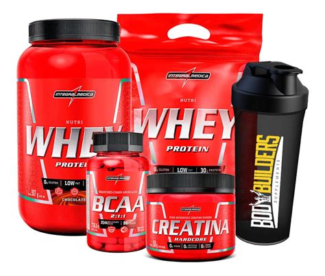 Combo Integral Medica Nutri Whey Protein Refil Bcaa Creatina R