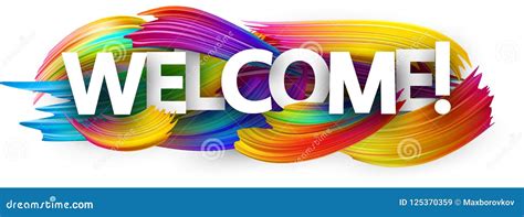 Welcome Paper Banner With Confetti Vector Illustration Cartoondealer