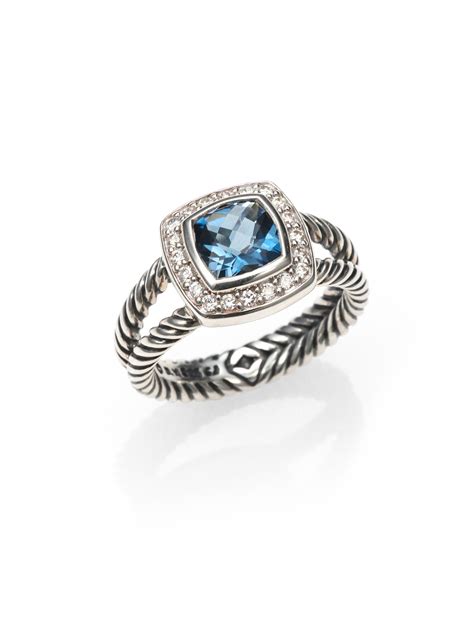 David Yurman Hampton Blue Topaz Diamond Sterling Silver Ring In Silver